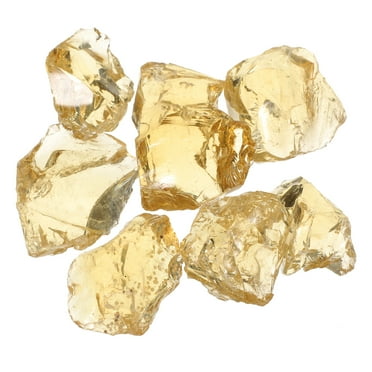 Uxcell Fire Glass for Fire Pit, 3-5cm(1-1/5" to 2") High Luster Reflective Glass Rocks, Yellow