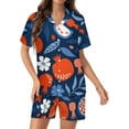 thumbnail image 1 of PRIYAL Grenades Fleur Bleue Pyjama Femme Ensemble Short Deux Pièces Manches Courtes, 1 of 6