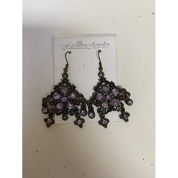 2” Bronze Purple Vintage Distressed Finish Princess Jasmine Arabic Traditional Earrings Beautiful Dress Up Halloween Costume Jewelry New