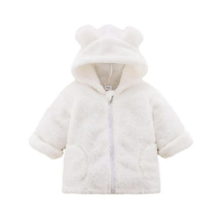 

fartey Toddler Baby Girls Hooded Fleece Jacket Cute Warm Bear Ears Full Zip Fuzzy Sherpa Hoodie Coat Outwear Clothes 3M-5T