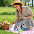 thumbnail image 4 of Bolsa conejito de Pascua de peluche, bolso cruzado, pequeña mochila, bolso oreja de conejo grande, gris, 4 of 6