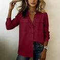 thumbnail image 4 of Cotton Linen Women's Oversized Button Down Shirt Long Sleeve Turn Down Collar Chest Pocket Blouse Ideal Top for Spring Summer Casual Wear, 4 of 8