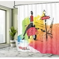 thumbnail image 5 of Ambesonne Retro Shower Curtain, Tower Street Fashion, 69"Wx84"L, Orange and Red, 5 of 5