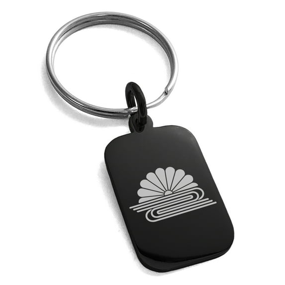 Stainless Steel Kusonoki Samurai Crest Engraved Small Rectangle Dog Tag Charm Keychain Keyring