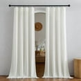 thumbnail image 3 of Linen Sheer Ivory Curtains 84 inches Long, Rod Pocket & Back Tab Faux Linen Semi Sheer Window Treatments Privacy with Light Filtering for Bedroom/Living Room, W52 x L84, 2 Panels, 3 of 8