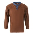 thumbnail image 3 of Chandails en Molleton à Manches Longues pour Hommes Rétro Compression Ajustée Henley Haut Confortable Col en V Couleur Unie T-Shirt Basique Liquidation, 3 of 5