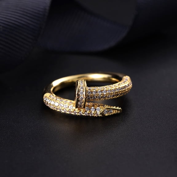 Gold Plated U Shape Nail Ring Korean Style Jewelry Trend Finger Ring Wedding Accessory Nail Art Decoration Gem