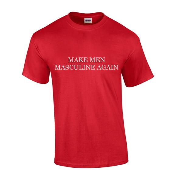 Mens Funny Make Men Masculine Again Mens Short Sleeve T-shirt Graphic Tee-Red-xxl