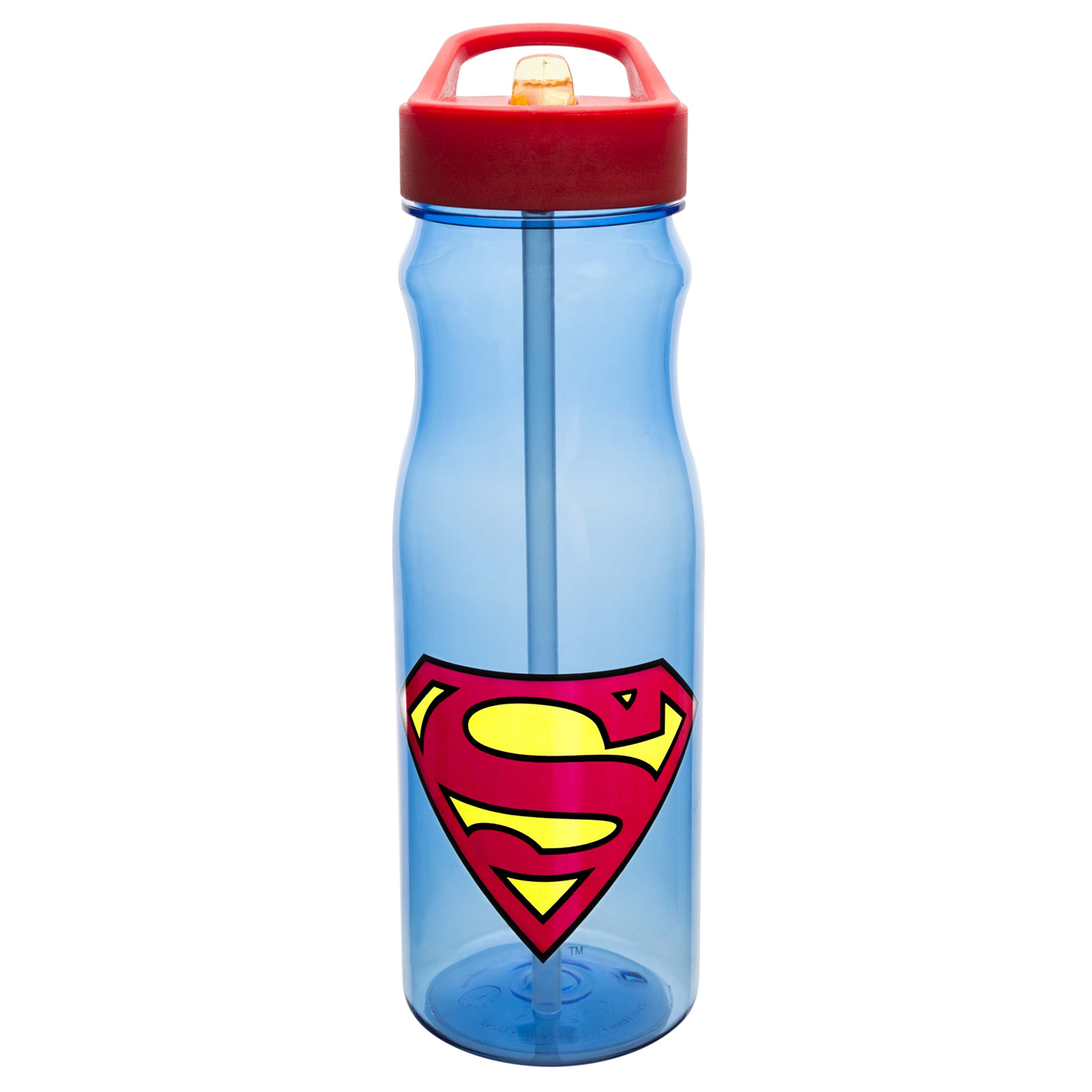 Shop Superman Printed Water Bottle with Straw - 500 ml Online