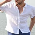 thumbnail image 2 of CHUANK Hommes Lin Manches Courtes Chemises d'Été Décontracté Robe en Vrac Soft Tops Tee M-3XL, 2 of 3