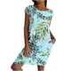 thumbnail image 2 of Vestido Suelto Estampado Puntoco de Manga Corta con Cuello Redondo y Bolsillos Azul Cielo XXXL, 2 of 7