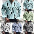 thumbnail image 4 of Men Casual Print V Neck Dress Shirts Long Sleeve Loose Collar Blouse Tops Tee, 4 of 8