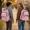 thumbnail image 3 of HELLHERO Pink Axolotl Strawberry Pattern Multi-Pocket Casual Daypack for School Travel, Compartment Breathable Polyester School Backpack, 3 of 8