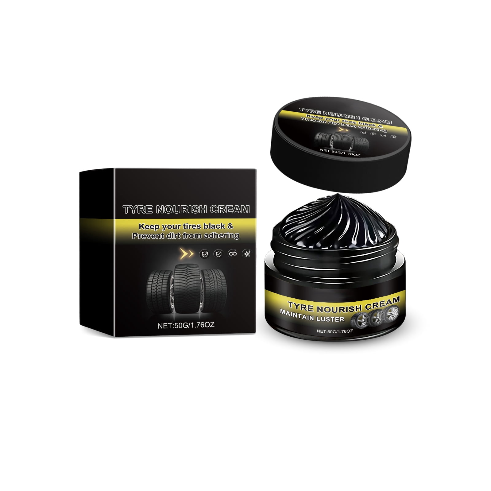 Alvantor Tire Nourish Cream, Durable UV Shield Against Dirt Dust, Wheel Polish Paste, 1.76oz