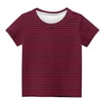 thumbnail image 4 of yillto Girls Striped Shirts Summer Short Sleeve Color Block Trendy Crewneck Loose Pullover Tops, 4 of 4