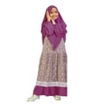 thumbnail image 3 of Girls Muslim Abaya Dress Long Sleeve Floral Prayer Dress with Hijab Long Sleeve Kaftan Dress Size 0-10 Years, 3 of 8
