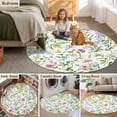 thumbnail image 6 of Spring Floral Round Area&nbsp;Rug 3ft Watercolor Pink Flowers Green Leaves Farmhouse Non-Slip&nbsp;Washable Circle Rugs Soft Felt Indoor Floor Mat for Bedroom Kitchen Living Room Bathroom, 6 of 9