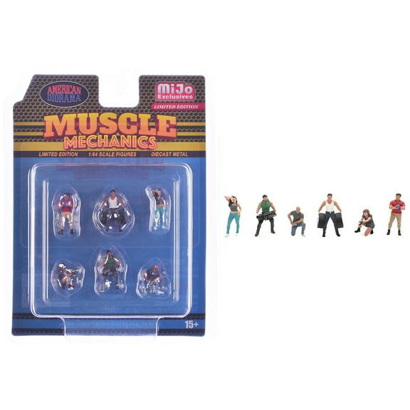 American Diorama AD-2417MJ Muscle Mechanics 6 Piece Limited Edition Diecast Figure Set for 1-64 Scale Models