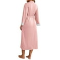 thumbnail image 3 of Nfurl Modal Robes for Women Comfy Long Sleeve Lace Trim Belt Bathrobe Soft Sleepwear Party Robe Ladies Nightgowns Pink S, 3 of 3