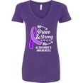 thumbnail image 3 of Inktastic Alzheimer's Awareness Brave and Strong Women's V-Neck T-Shirt, 3 of 5