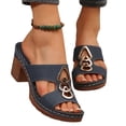 thumbnail image 4 of Womens Wedge Sandals Walking Sandals Women Women's Sandals Block Heel Sandals for Women 2026 Summer Open Toe Chunky Platform Wedges Non-Slip Casual Hollow Out Lightweight Shoes Blue 7, 4 of 5