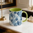 thumbnail image 3 of Taza de cerámica geométrica azul y blanca fresca  Taza de café de gran capacidad de 11 oz for el hogar y la oficina  Diseño de bloques de color Morandi, 3 of 4