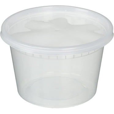Plastic 16 Ounce Deli Food Storage Containers with Lids. Pack of 48 Sets of Containers and Lids