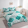 thumbnail image 3 of jejeloiu Boho Bohemian Style 7-Piece Twin Bedding Sets,Abstract Geometric Stripe Bedding Comforter Set,Cyan White Black Sheet Sets For Men Women,Microfiber Bedroom Decor Reversible, 3 of 8