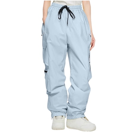 Oplxuo Womens Ski Pants Snow Insulated Waterproof Windproof Loose Cargo Snowboarding Pants for Winter Outdoor Sports
