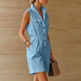 thumbnail image 5 of Yteetum Women's Summer Button Down Jumpsuits Rompers Oversized Turndown Collared Short Jumpsuit Women Casual Solid Stand Collared Loose Lightweight Comfy Overalls, 5 of 9