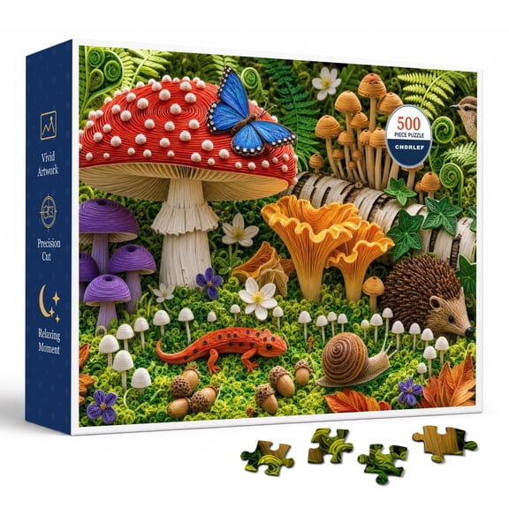 CNDRLEF Mushroom Forest 500 Pieces Jigsaw Puzzle for Adults, 20.5 x 15 in