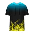 thumbnail image 2 of DDAPJ pyju Fashion Hoodie for Men Flame 3D Printed Short Sleeve Hooded T-shirt Casual Athletic Drawstring Sweatshirts Yellow XXXL, 2 of 4