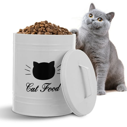 Soimiss White Metal Pet Food Storage Bin Airtight Container for Dog Treats