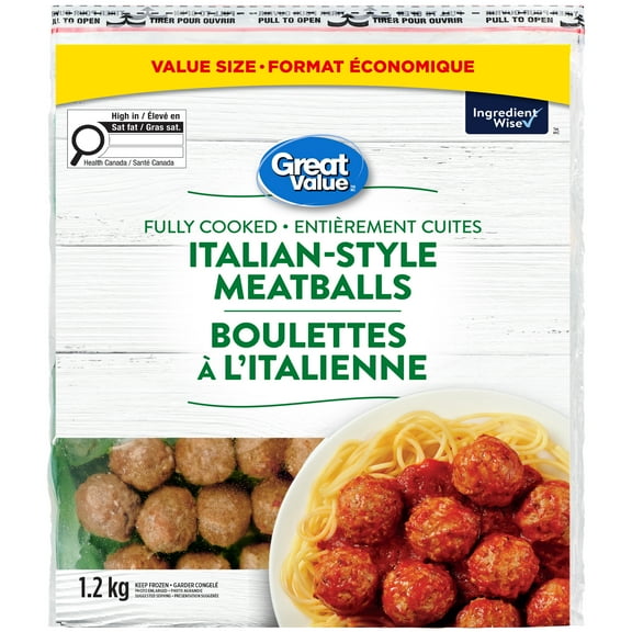 Great Value Chicken & Beef Italian-Style Meatballs, GV CH BF Meatballs