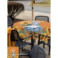 thumbnail image 5 of Outdoor Tablecloth with Umbrella Hole for Patio/Picnic/Party/Camping, Orange Sunflower Gnomes Waterproof Table Cloth Square Cover Washable, Summer Botanical Floral (54"x 54"), 5 of 8