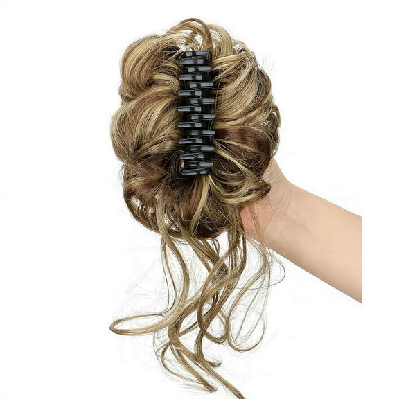 Claw Clip Messy bun,Fake Bun Ponytail Hair Extension Wig for Women, Wavy Curly Hair Bun Clip in Claw Chignon Hairpieces,H-air bun extension Everyday Wear