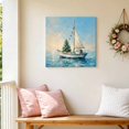 thumbnail image 5 of Canvas Wall Art White Sailboat Canvas Art Print Coastal Christmas Tree Ocean Oil Painting Texture Pictures Wall Decor for Living Room Bedroom Artwork Decorations Stretched Framed Ready to Hang 8"x8", 5 of 9