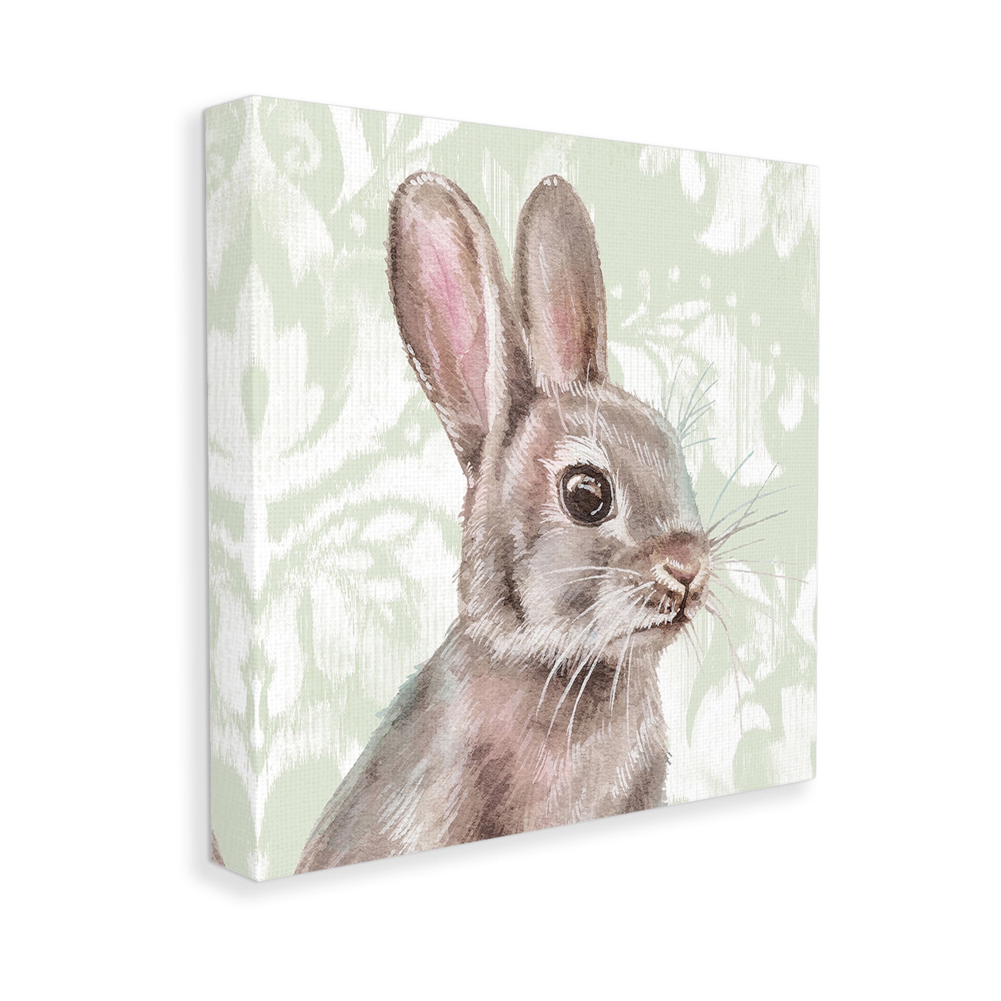 Stupell Industries Rabbit with Floral Pattern Animals & Insects Painting Gallery Wrapped Canvas Art Print Wall Art, 17 x 17