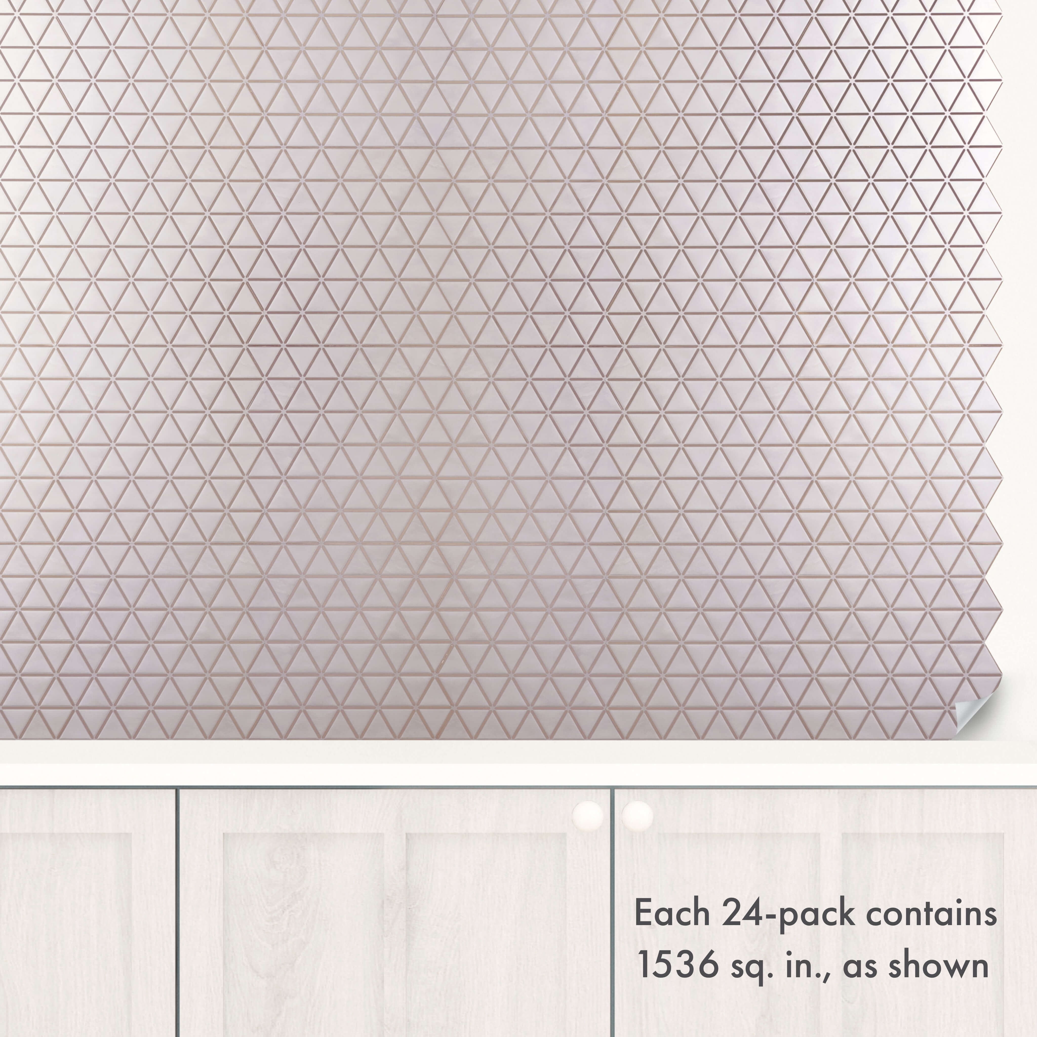 Main Street Peel & Stick Wallpaper Tiles, Rose Gold Triangle, 8 in x 8 in, 24 Pack, Self Adhesive Wall Tiles for Kitchen Backsplash and Home Decor