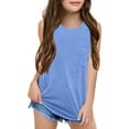 thumbnail image 1 of Kids Girl's Crewneck Solid Basic Tank Tops Sleeveless Casual Top With Pocket, 1 of 3