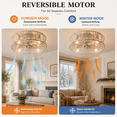 thumbnail image 5 of Garwarm 20" Distressed White Caged Ceiling Fan with Lights and Remote, Farmhouse Low Profile Flush Mount Fan, 6-Speed Reversible Enclosed Fandelier for Bedroom Kitchen, 5 of 21