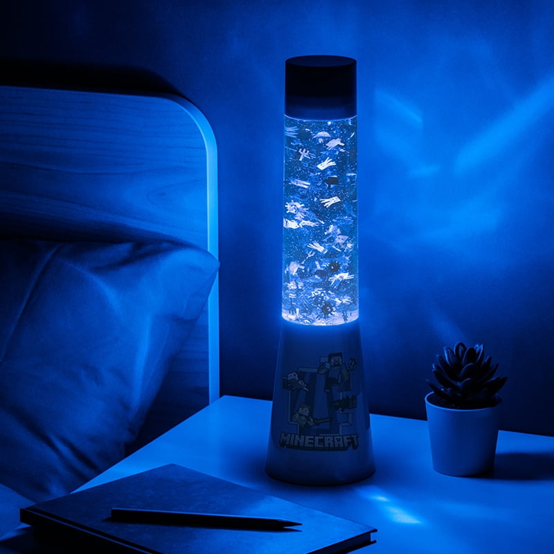 Minecraft Glitter Liquid Flow Lamp with Floating Icons - Officially Licensed Microsoft Merchandise, Bedroom Night Light, Game Room Decor | Paladone