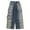 OB06 Blue baggy jeans kids ripped, variant on Girls Wide Leg Rhinestone Jeans Kids Baggy Elastic Waisted Denim Pants with Pockets 5-14 Years Y2k Elastic Waist Cute Jeans For Girls 10-12