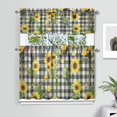 thumbnail image 2 of Sunflowers with Black and White Check Patterns4(1) Kitchen Curtain Valance 3 Piece Home Curtains and Valance Set Curtain Sink Window Decor Window Treatment Tier 27.5x36 Length, 2 of 6