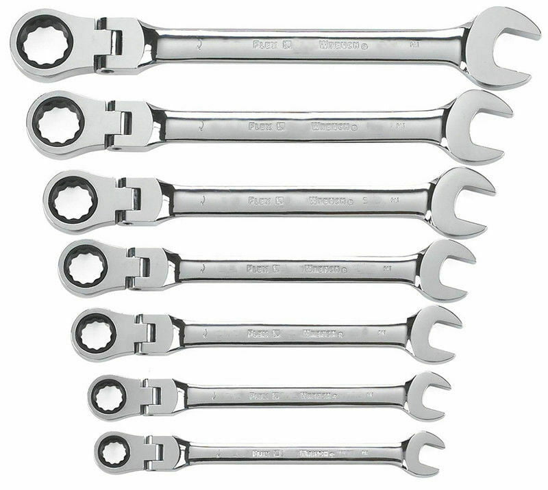 FLEX head 7pc sae standard Ratchet Wrench Automotive Tool Set Home Shop Tools 