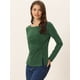 thumbnail image 3 of Blusa básica de manga larga con cuello redondo y frente giratorio para mujer Verde Oscuro S, 3 of 6