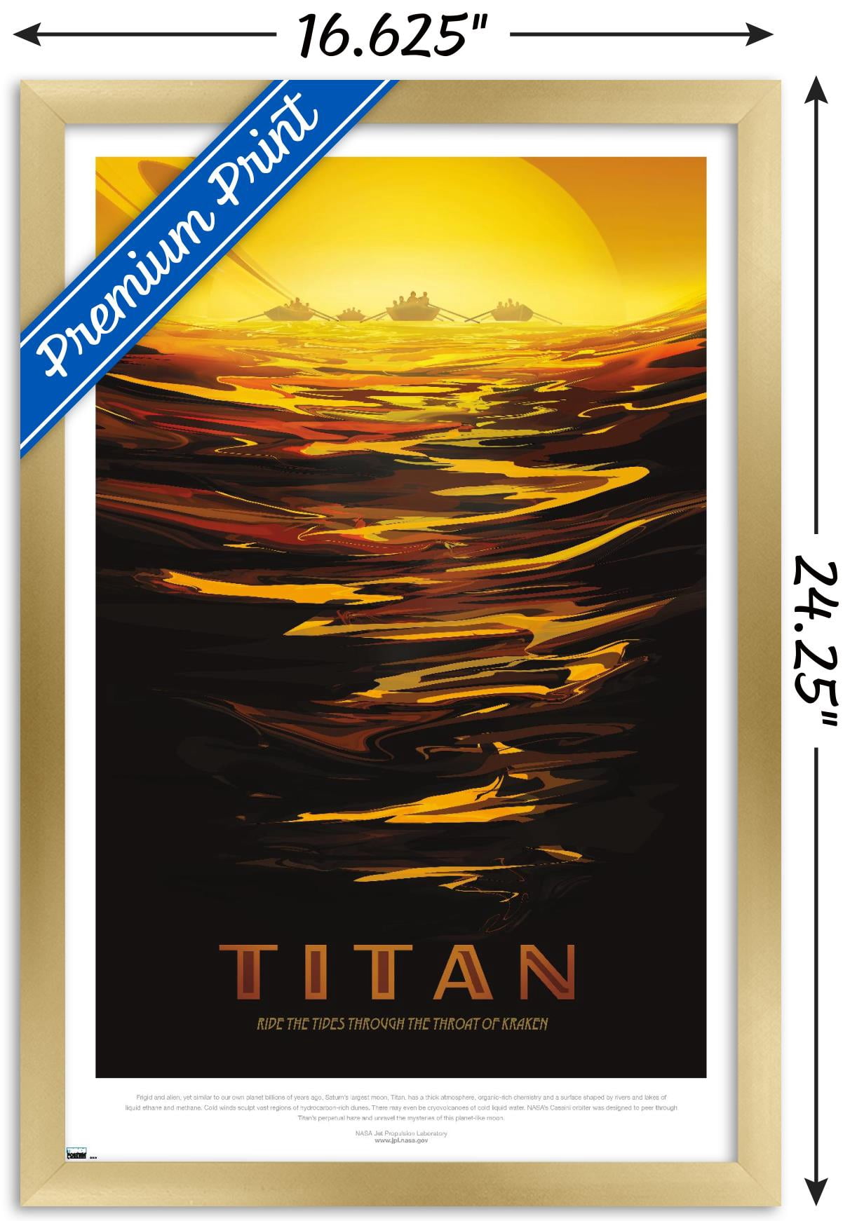 NASA - Titan Travel Poster Wall Poster, 14.725" x 22.375" Framed