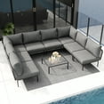 thumbnail image 6 of LayinSun 9 Pieces Aluminum Patio Furniture Set, Modern Modular Sectional Sofa with Coffee Table and Upgrade Thickness Cushion, 6 of 8