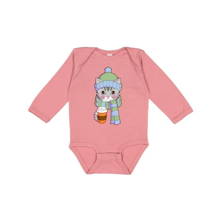 

Inktastic Cute Gray Tabby Cat in Scarf and Hat Gift Baby Boy or Baby Girl Long Sleeve Bodysuit