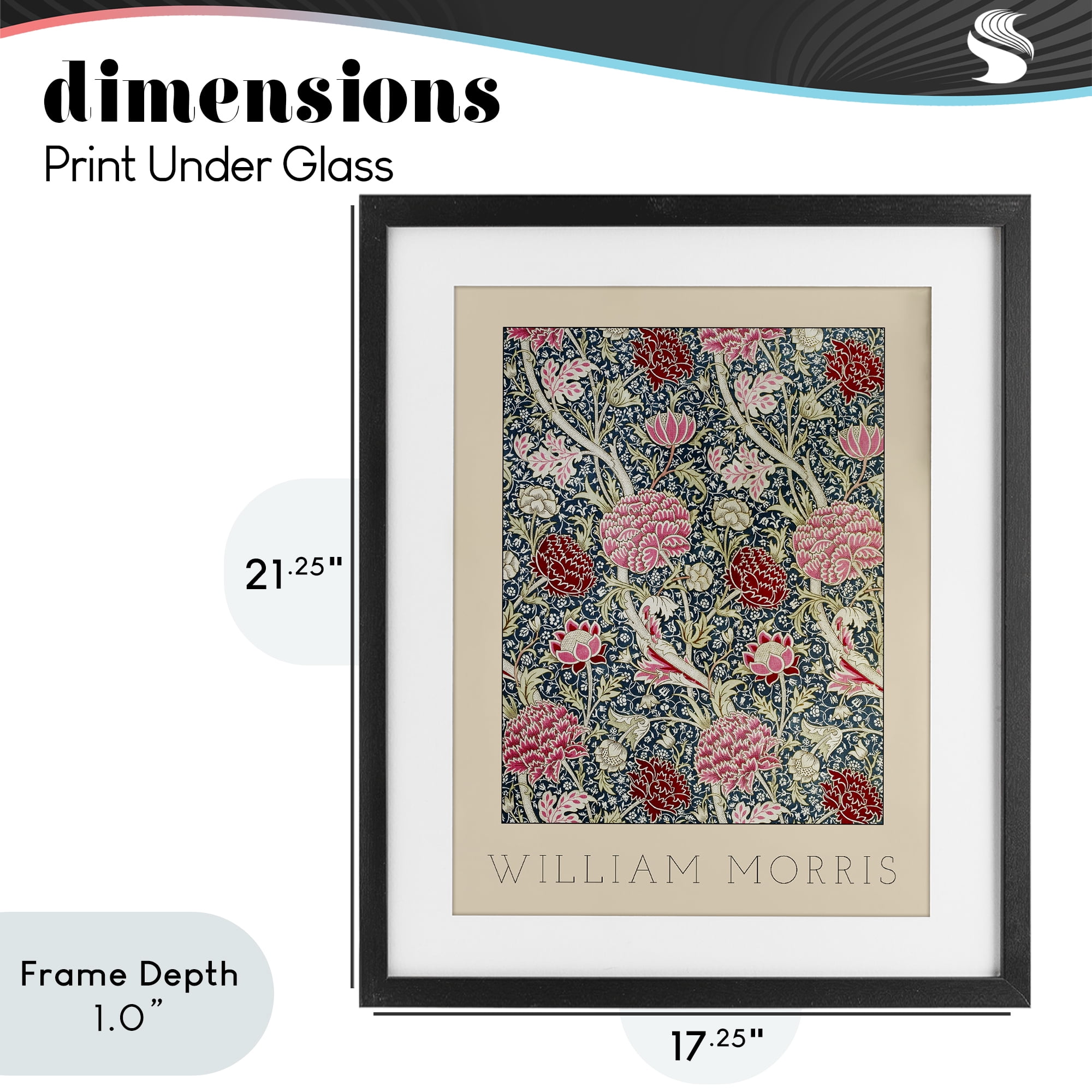 Stupell Industries Ornate Intertwined Flower Classic Black Framed Print Under Glass, design by Lil' Rue